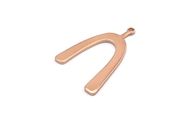 Rose Gold U Charm, 2 Rose Gold Plated Brass U Shaped Charms With 1 Loop, Pendants, Earrings, Findings (34x22x1mm) D1182 Q0856