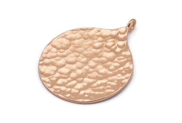 Gül Altın Çember Kolye, 1 Halkalı Gül Altın Kaplamalı Pirinç Çekiçlenmiş Çember Kolye, Bulgular (38,5x30x1 mm) BS 1963 Q0479