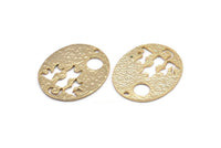 Gold  Cats Pendant, 1 Gold Plated Brass Oval Cat Pendants With 1 Hole, Earrings, Charms (28x23x1.1mm) BS 1910 Q0374