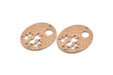 Rose Gold Cats Pendant, 1 Rose Gold Plated Brass Oval Cat Textured Pendants With 1 Hole, Earrings, Charms (28x23x1.1mm) BS 1910 Q0374