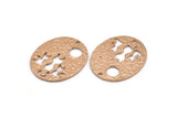 Rose Gold Cats Pendant, 1 Rose Gold Plated Brass Oval Cat Textured Pendants With 1 Hole, Earrings, Charms (28x23x1.1mm) BS 1910 Q0374