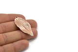 Gül Altın Yaprak Kolye, 1 Gül Altın Kaplama Pirinç Yaprak Tılsımı (47x19mm) N0188 Q0443
