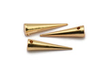 Gold Spike Pendant, 2 Gold Plated Brass Spike Tribal Pendants, Necklace Charms, Jewelry Findings (27x7mm) A0765 Q0425
