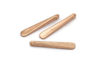 Hammered Bar Pendant, 3 Rose Gold Plated Brass Hammered Bar Pendant, Earring Drops  (32x5mm) N0470 Q0377