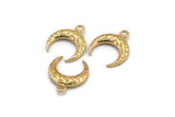 Gold Moon Charm, 2 Gold Plated Textured Horn Charms, Pendant, Jewelry Finding (19x6x4mm) N0272 Q0199