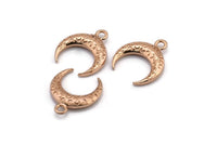 Rose Gold Moon Charm, 2 Rose Gold Plated Textured Horn Charms, Pendant, Jewelry Finding (19x6x4mm) N0272 Q0199