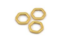 Gold Hexagon Ring, 6 Gold Plated Hexagon Connectors, Rings (14x2x2mm) D0134 Q0011
