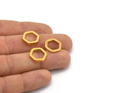 Gold Hexagon Ring, 6 Gold Plated Hexagon Connectors, Rings (14x2x2mm) D0134 Q0011