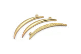 Gold Crescent, 2 Gold Plated Textured Wide Crescent Moon Necklace Pendants, Charms (54x4.5x2.7mm) N0171 Q0211