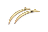 Gold Crescent, 2 Gold Plated Textured Wide Crescent Moon Necklace Pendants, Charms (54x4.5x2.7mm) N0171 Q0211