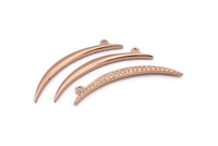 Rose Gold Crescent, 2 Rose Gold Plated Textured Wide Crescent Moon Necklace Pendants, Charms (54x4.5x2.7mm) N0171 Q0211