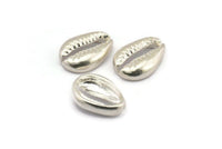 Silver Shell Finding, 2 925 Silver Cowrie Shell Findings, Pendants, Charms, Earrings, Beads 16-23MM  E276