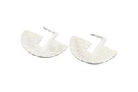 Geometric Earring Findings, 2 925 Silver Semi Circle Textured Earring Findings  (30x40x1mm) BS 1962