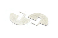 Geometric Earring Findings, 2 925 Silver Semi Circle Textured Earring Findings  (30x40x1mm) BS 1962