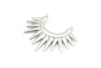Silver Sunny Pendant, 925 Silver Sunny Ethnic Pendants With 2 Loops, Findings, Charms (26.5x35.5x2.5mm) BS 2055