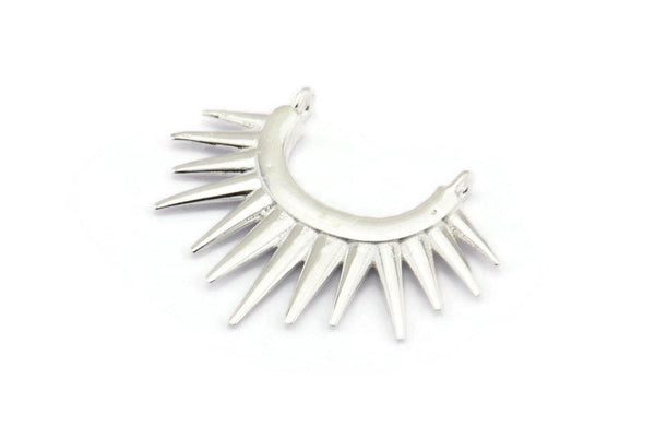 Silver Sunny Pendant, 925 Silver Sunny Ethnic Pendants With 2 Loops, Findings, Charms (26.5x35.5x2.5mm) BS 2055