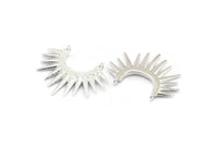 Silver Sunny Pendant, 925 Silver Sunny Ethnic Pendants With 2 Loops, Findings, Charms (26.5x35.5x2.5mm) BS 2055