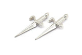Knight&#39;s Sword Pendant, 925 Silver Brass Sword Charms (50x19mm) N0225