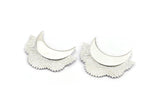 Silver Flower Pendant, 925 Silver Elegant Semi Flower Earring Findings With 2 Loops (42x31mm) U132