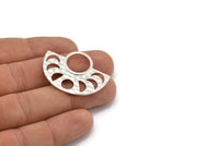 Moon Phases Pendant, 925 Silver Semi Circle Pendants, Earring Findings (39x30x1.5x1mm) U091