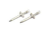 Knight&#39;s Sword Pendant, 2 925 Silver Sword Charms (36x10mm) N0248