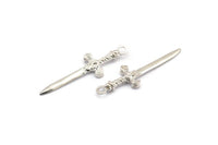 Knight&#39;s Sword Pendant, 2 925 Silver Sword Charms (36x10mm) N0248