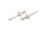 Knight&#39;s Sword Pendant, 2 925 Silver Sword Charms (36x10mm) N0248
