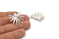 Silver Sun Earring, 2 925 Silver Sunshine Stud Earrings - Pad Size 6mm N0707