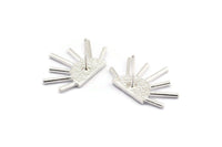 Silver Sun Earring, 2 925 Silver  Sunshine Stud Earrings (21x15mm) P025