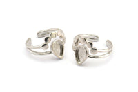 Silver Ring Setting, 925 Silver Drop Rings With 1 Stone Setting - Pad Size 9x6mm V047 V077