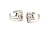 Silver Ring Setting, 925 Silver Drop Rings With 1 Stone Setting - Pad Size 9x6mm V047 V077