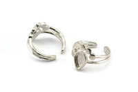 Silver Ring Setting, 925 Silver Drop Rings With 1 Stone Setting - Pad Size 9x6mm V047 V077