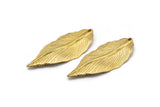 Brass Leaf Pendant, Raw Brass Leaf  Charms (47x19mm) N0188