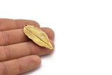 Brass Leaf Pendant, Raw Brass Leaf  Charms (47x19mm) N0188