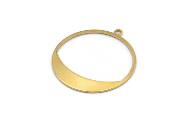 Brass Round Charm, 12 Raw Brass Round Charms With 1 Loop, Earrings, Findings (31x29x0,70mm) D0741