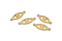 Brass Eye Charm, 50 Raw Brass Eye Connectors With 2 Loops, Pendants, Earrings (18x7x1mm) D1143