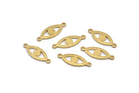 Brass Eye Charm, 50 Raw Brass Eye Connectors With 2 Loops, Pendants, Earrings (18x7x1mm) D1143