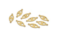 Brass Eye Charm, 50 Raw Brass Eye Connectors With 2 Loops, Pendants, Earrings (18x7x1mm) D1143