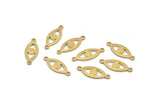 Brass Eye Charm, 50 Raw Brass Eye Connectors With 2 Loops, Pendants, Earrings (18x7x1mm) D1143