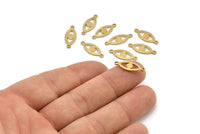Brass Eye Charm, 50 Raw Brass Eye Connectors With 2 Loops, Pendants, Earrings (18x7x1mm) D1143