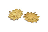 Brass Flower Pendant, 2 Raw Brass Lotus Flower Textured Pendants With 1 Loop, Earrings, Blanks (34.5x31x1.5mm) BS 1908