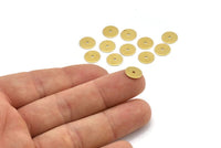 Middle Hole Connector, 100 Raw Brass Round Disc, Middle Hole Connector, Bead Caps, Findings (9mm) Brs 74 A0442
