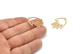 Gold Hand Charm, 6 Gold Plated Brass Hand Charms With 1 Loop, Earrings, Findings (28x19x1mm) D1084 Q0882