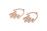 Rose Gold Hand Charm, 6 Rose Gold Plated Brass Hand Charms With 1 Loop, Earrings, Findings (28x19x1mm) D1084 Q0882