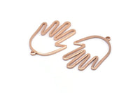 Rose Gold Hand Charm, 6 Rose Gold Plated Brass Hand Charms With 1 Loop, Earrings, Findings (28x19x1mm) D1084 Q0882
