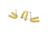 Earring Studs, 10 Raw Brass -  U Shape Earrings - Brass Earrings - Earrings (12x8x1.5mm) N1410