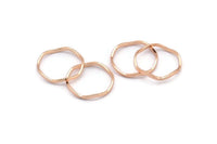 Rose Gold Circle Rings, 12 Rose Gold Lacquer Plated Brass Wavy Circle Rings, Charms (18.50x0.80x1.5mm) E191 Q0445