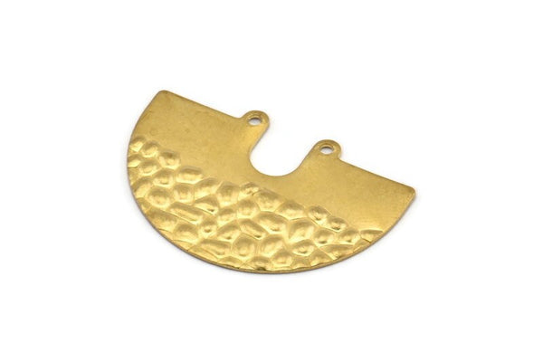 Semi Circle Charm, 8 Raw Brass Semi Circle Charm Pendants With 2 Holes, Pendants, Findings (33x22x0.70mm) D1063