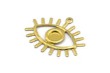 Brass Eye Charm, 24 Raw Brass Eye Charms With 1 Loop, Pendants, Earrings (26x22x1mm) A1203