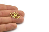 Brass Eye Charm, 24 Raw Brass Eye Charms With 1 Loop, Pendants, Earrings (26x22x1mm) A1203